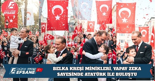 BELKA KREŞİ MİNİKLERİ, YAPAY ZEKA SAYESİNDE ATATÜRK İLE BULUŞTU