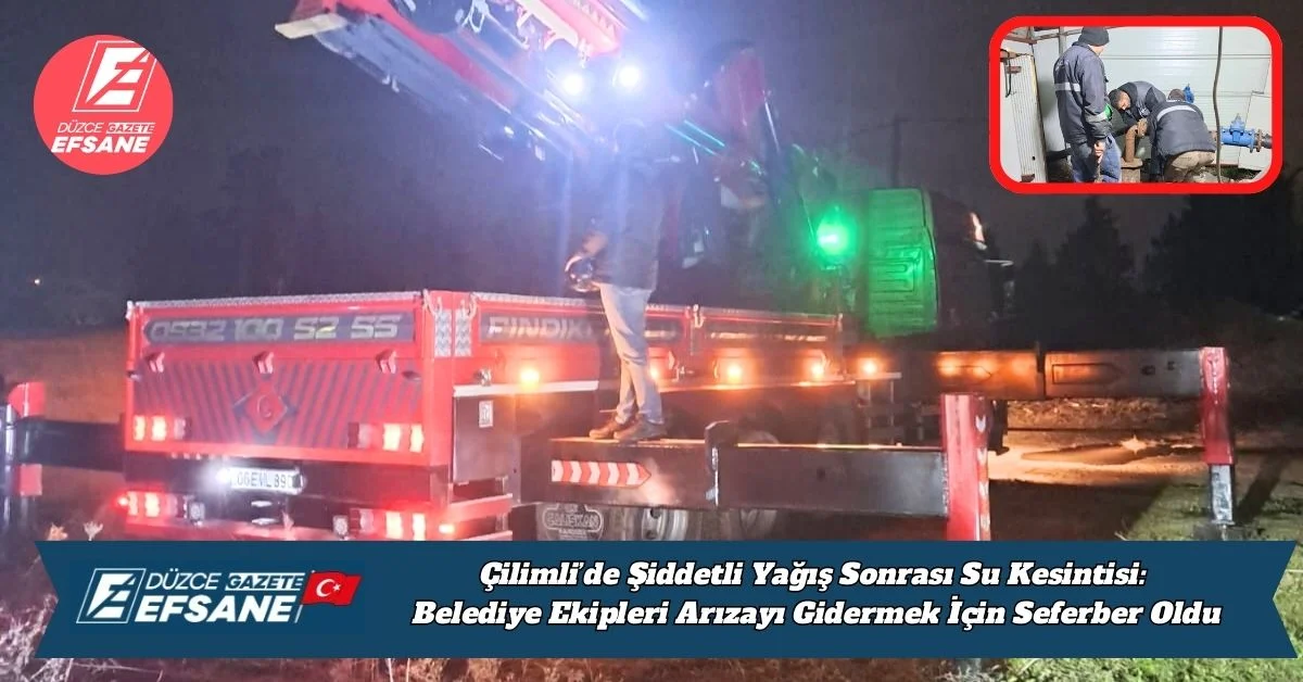 Çilimli’de Şiddetli Yağış Sonrası Su Kesintisi: Belediye Ekipleri Arızayı Gidermek İçin Seferber Oldu
