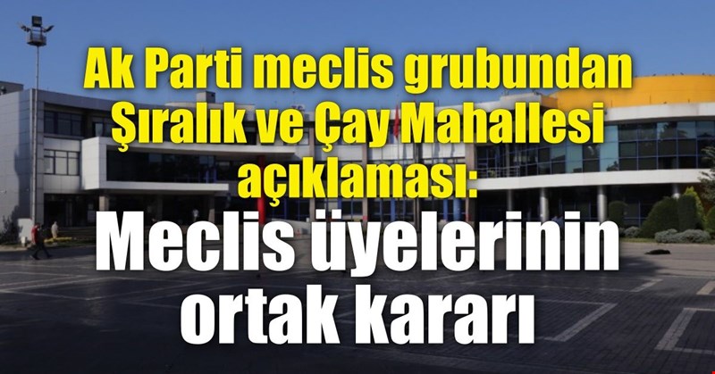 Ak Parti grubundan Şıralık ve Çay Mahallesi açıklaması