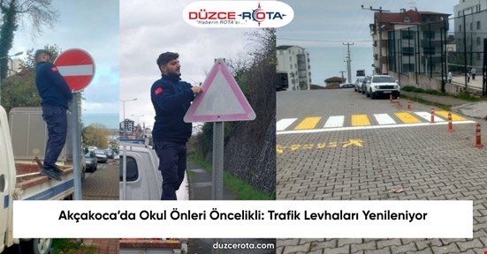 Akçakoca’da Okul Önleri Öncelikli: Trafik Levhaları Yenileniyor