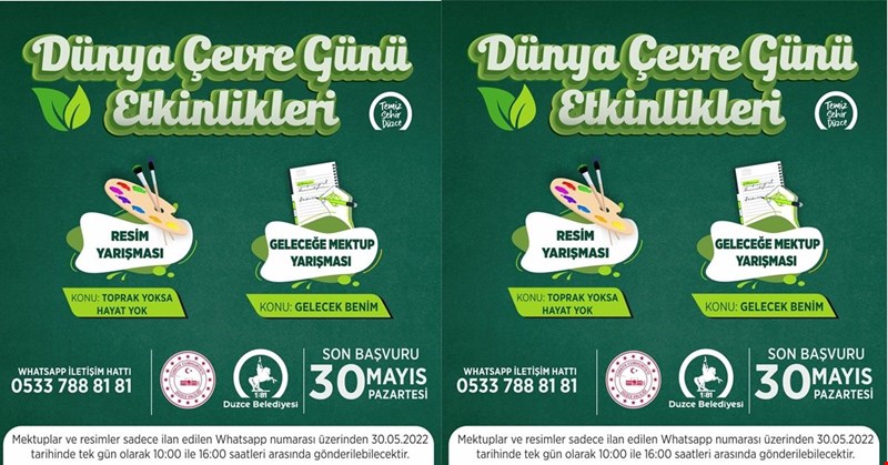 ÇEVRE HAFTASINDA RESİM VE "GELECEĞE MEKTUP" YARIŞMASI DÜZENLENECEK