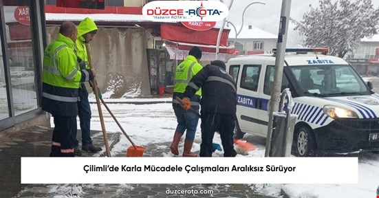 Çilimli’de Karla Mücadele Çalışmaları Aralıksız Sürüyor
