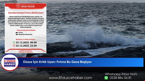 Düzce İçin Kritik Uyarı: Fırtına Bu Gece Başlıyor