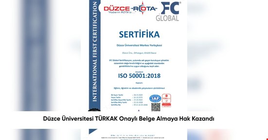 Düzce Üniversitesi TÜRKAK Onaylı Belge Almaya Hak Kazandı