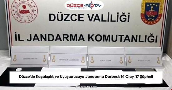 Düzce’de Kaçakçılık ve Uyuşturucuya Jandarma Darbesi: 14 Olay, 17 Şüpheli