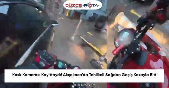 Kask Kamerası Kayıttaydı! Akçakoca’da Tehlikeli Sağdan Geçiş Kazayla Bitti
