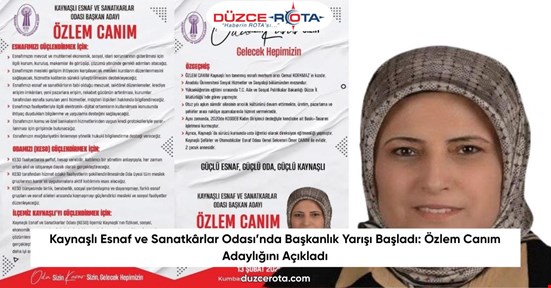 Kaynaşlı Esnaf ve Sanatkârlar Odası’nda Başkanlık Yarışı Başladı: Özlem Canım Adaylığını Açıkladı