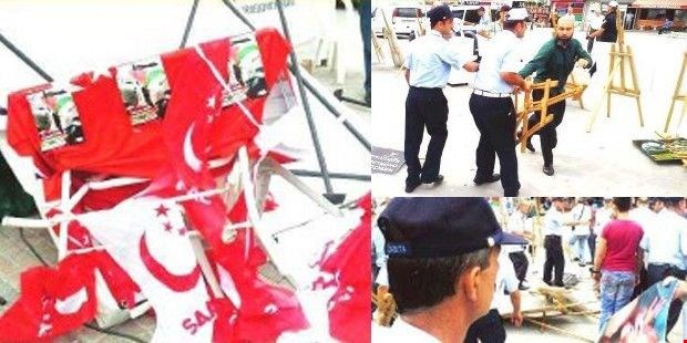 AKPli belediye, Saadet Partisinin Filistin standını yıktı