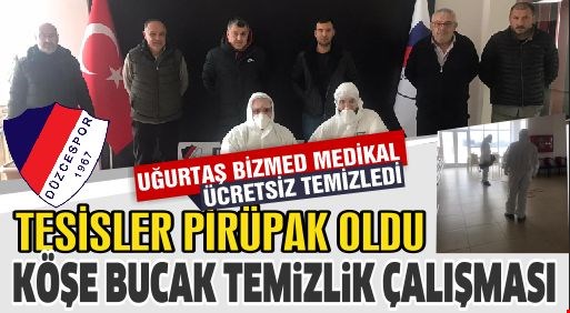 DÜZCESPOR TESİSİNDE DEZENFEKTE ÇALIŞMASI