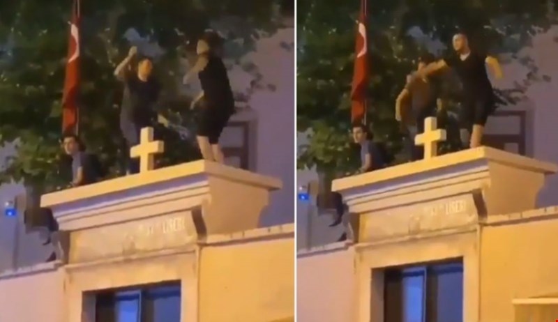 Kadıköy'deki Surp Takavor Kilisesi'nin duvarının üstüne çıkarak dans eden 3 kişi serbest bırakıldı