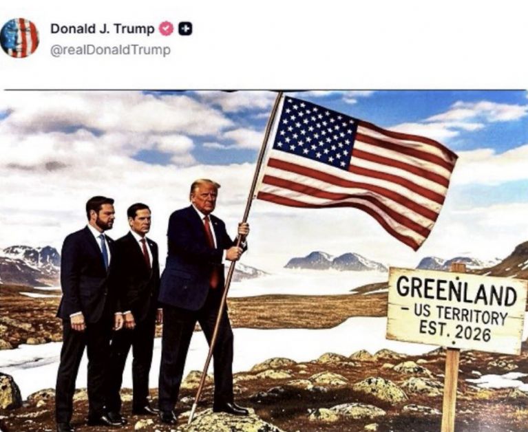 Trump Macron’un mesajını ifşa etti, yapay zekayla Grönland’a bayrak dikti