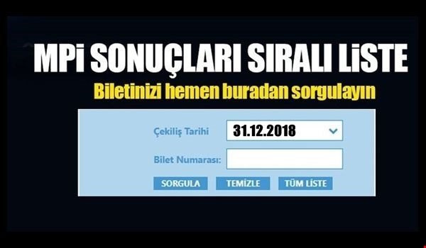 MİLLİ PİYANGO YILBAŞI ÖZEL ÇEKİLİŞİ SIRALI TAM LİSTE
