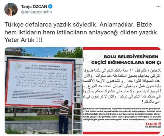 ÖZCAN'DAN SIĞINMACILARA MESAJ