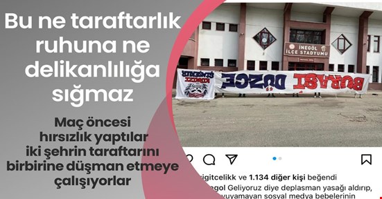 İnegölspor taraftar grubu hırsızlık yaptı centilmenliğe gölge düştü