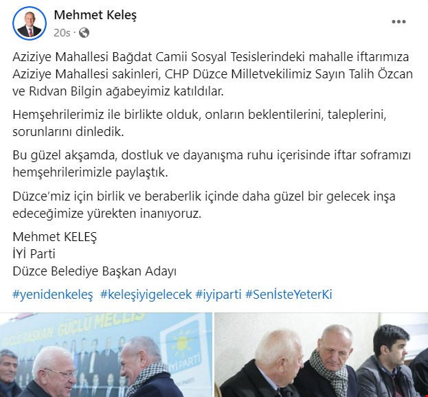 Kendi adayını yalnız bırakan Özcan, Keleş’e tam destek veriyor