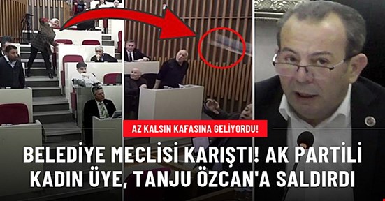 Bolu Belediye Meclisi'nde gergin anlar! AK Partili kadın meclis üyesi Tanju Özcan'a su şişesi fırlattı