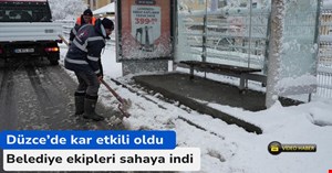 Düzce Belediyesi ekipleri kar düşer düşmez sahaya indi