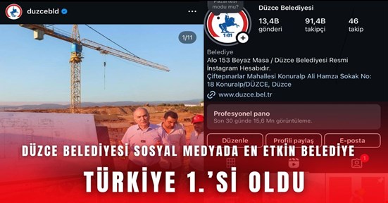 Düzce Belediyesi Türkiye 1’si oldu