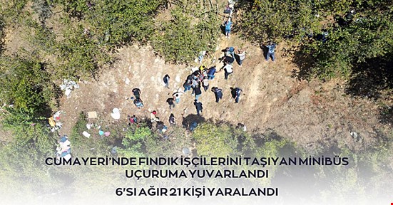 Fındık işçilerini taşıyan minibüs devrildi 6'sı ağır 21 yaralı