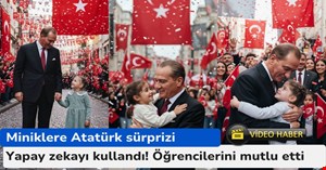 Minik öğrenciler Atatürk ile fotoğraflarını görünce hem şaşırdı hem heyecanlandı
