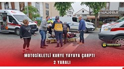 Motosikletli kurye yayaya çarptı 2 yaralı