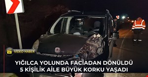 Seyir halindeyken üzerine tomruk düşen hafif ticari araç zarar gördü