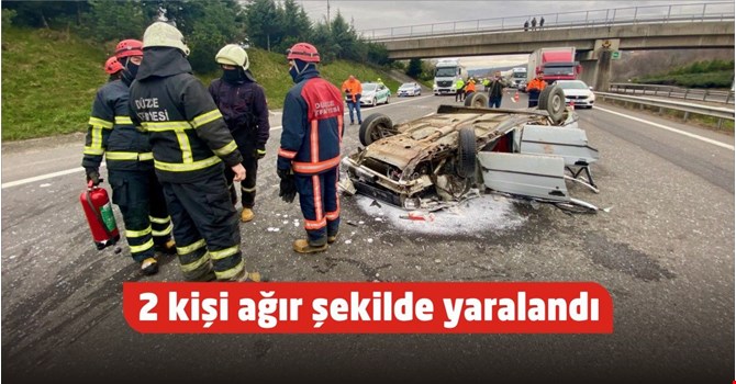 Anadolu Otoyolu'nda tır ile otomobil çarpıştı