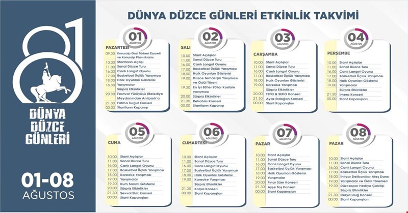 8 GÜN SÜRECEK ETKİNLİKLER BAŞLIYOR