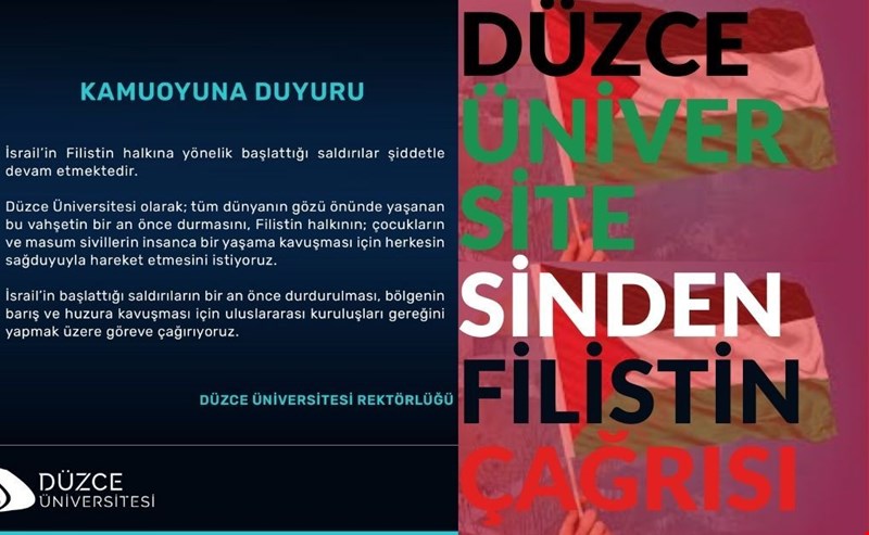 DÜZCE ÜNİVERSİTESİNDEN FİLİSTİN ÇAĞRISI