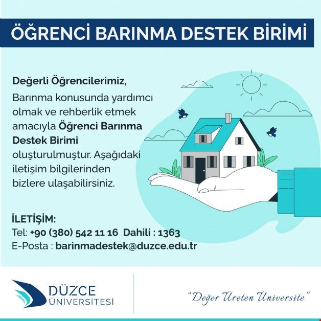 Düzce Üniversitesi Öğrenciler İçin “Öğrenci Barınma Destek Birimi” Kurdu